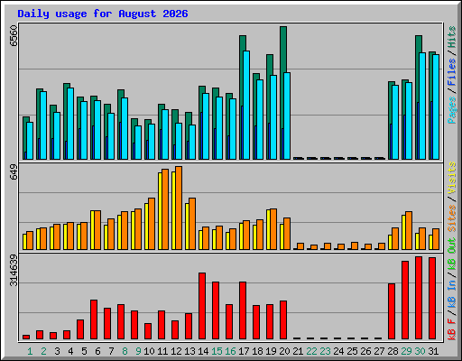 Daily usage for August 2026